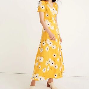 Madewell puff sleeve wrap midi dress in Ikat Floral-Size L